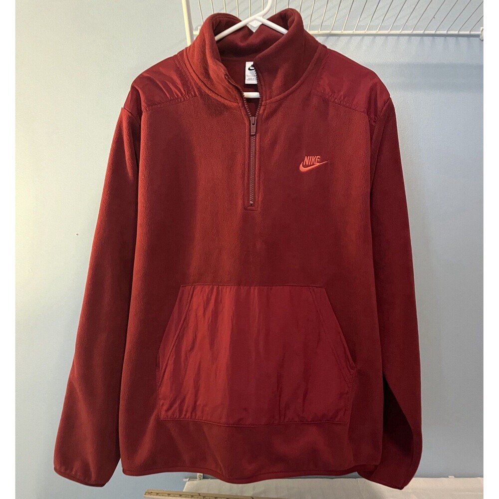 EUC Nike Sportswear Fleece 1/2-Zip Men’s Sz L Red front pocket warm athlete